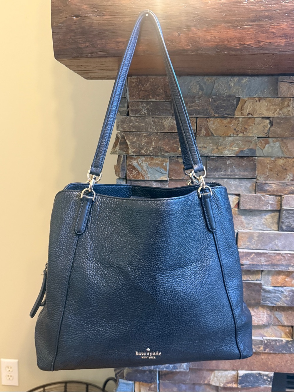 Kate Spade, Black Pebbled Leather Shoulder Bag